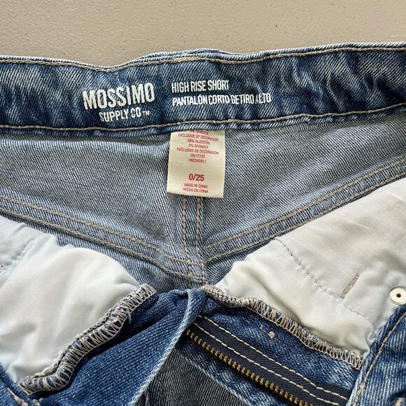 Mossimo Jean Denim Super Shorts Cut Offs 0 25 Distressed Exposed‎ Pocket - Picture 3 of 9